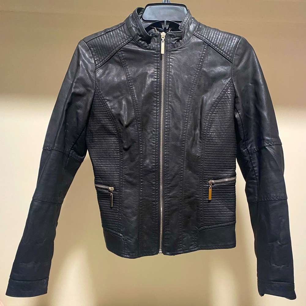 Faux Leather Moto Jacket Black